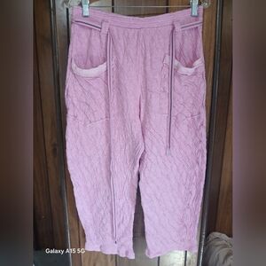 Free People Light Pink Textured Drawstring Capris
